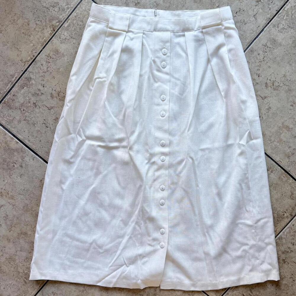 Vintage Honor Misses Button-Front Midi Skirt | Size 13/14 | Made in USA